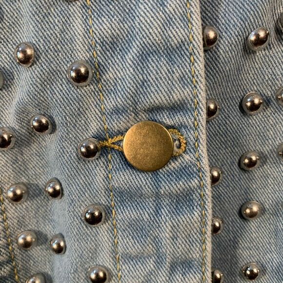 Women’s Blue Jean Riveted Studs & Spikes Denim Jacket - Picture 13 of 17